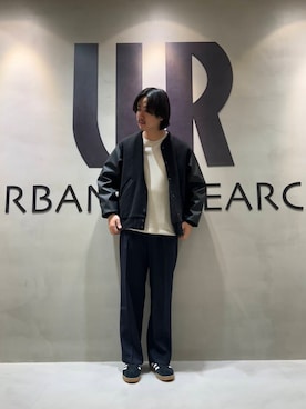 「アイテム（スタジャン）」を使った、八木さん（メンズ・178cm）の秋コーディネート