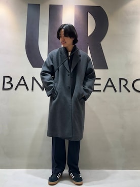 「アイテム（チェスターコート）」を使った、八木さん（メンズ・178cm）の秋コーディネート