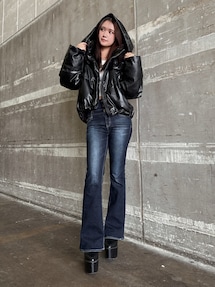 2WAYフェイクレザーミドル丈ダウンコート｜ジェイダ（GYDA）公式通販