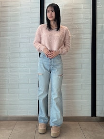 ハイウエストBOTH SIDE RIPPEDストレートワイドデニム ハイウエストBOTH SIDE RIPPEDストレートワイドデニム｜マーク