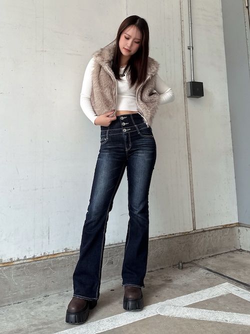 【週末限定価格】NEWハイウエストBACKクロスフレアパンツ NEWハイウエストBACKクロスフレアパンツ[品番：MKSW0062669