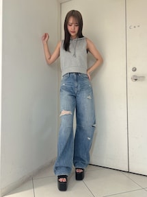 tシャツ GG GLITTERノースリショートスウェットパーカー レディース GG GLITTERノースリショートスウェットパーカー｜ジェイダ（GYDA