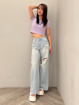 「アイテム（デニムパンツ）」を使った、koharuさん（レディース・161cm）の夏コーディネート