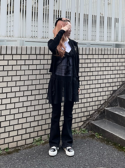 Mardi Mercredi ニットカーディガン ブラック CASHMERE BLENDED CARDIGAN ROUND NECK / カシミヤ ブレンド