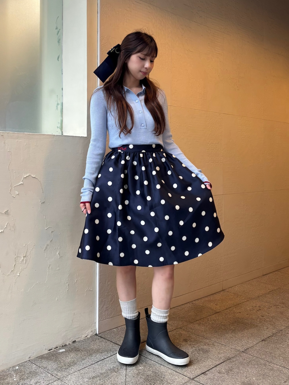 Mardi Mercredi◆ニット・セーター(厚手)/--/ウール/BLU/afk33kpo007 RACCOON BLENDED ROUND NECK HEART LOGO（ニット/セーター