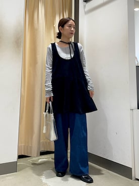 「KBF（ケイビーエフ）の2WAYローフレアミニワンピース（ワンピース、ブラック系）」を使った、サリーさん（レディース・151cm）の秋コーディネート