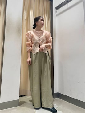 「KBF（ケイビーエフ）のWIDEワイドパンツ（その他パンツ）」を使った、riisaaamさん（レディース・152cm）の春コーディネート