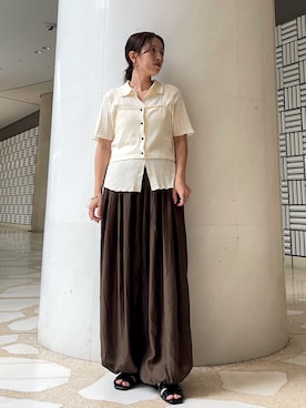 「KBF（ケイビーエフ）のアイテム（パンツ）」を使った、サリーさん（レディース・151cm）の夏コーディネート