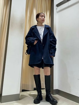 「アイテム（ステンカラーコート）」を使った、riisaaamさん（レディース・152cm）の秋コーディネート