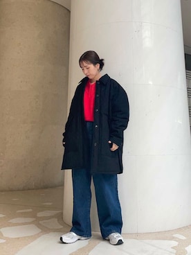 「レッド」｜「アイテム（ダウンジャケット/コート）」を使った、riisaaamさん（レディース・152cm）の秋コーディネート