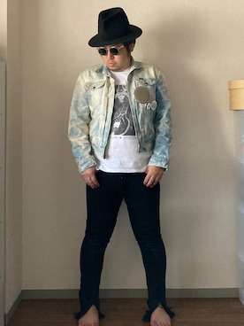 「サングラススタイル」｜「アイテム（デニムジャケット）」を使った、dateoさん（メンズ・174cm）の春コーディネート