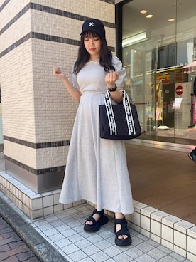「one after another NICE CLAUP（ワンアフターアナザーナイスクラップ）のアイテム（キャップ）」を使った、Emi【骨格ウェーブ/ブルベ冬】さん（レディース・152cm）の夏コーディネート