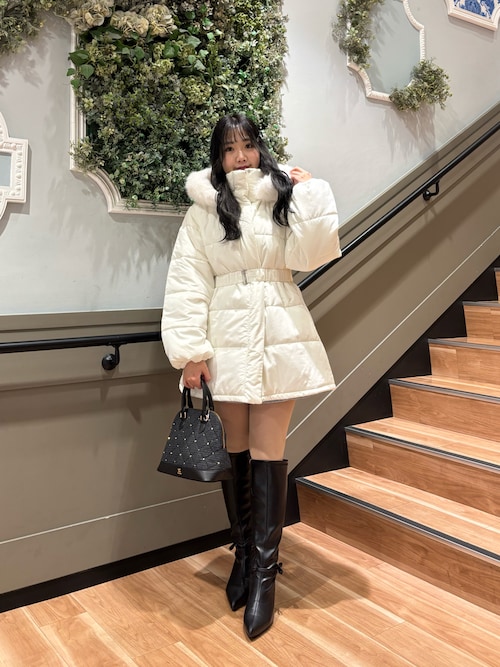 セール】フード付きミドルフェイクダウンコート（その他アウター