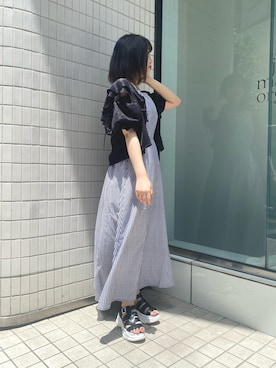 「one after another NICE CLAUP（ワンアフターアナザーナイスクラップ）のスニーカー底グルカサンダル（サンダル）」を使った、Emi【骨格ウェーブ/ブルベ冬】さん（レディース・152cm）の夏コーディネート
