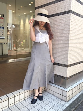 「nice claup」｜「アイテム（帽子）」を使った、Emi【骨格ウェーブ/ブルベ冬】さん（レディース・152cm）の夏コーディネート