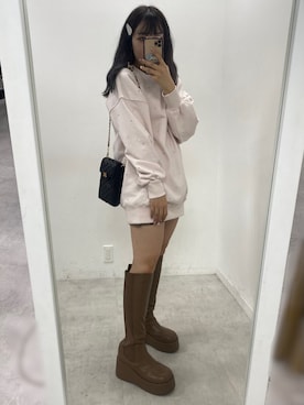「152cm」｜「アイテム（スウェット）」を使った、Emi【骨格ウェーブ/ブルベ冬】さん（レディース・152cm）の秋コーディネート
