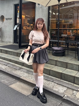 「one after another NICE CLAUP（ワンアフターアナザーナイスクラップ）のアイテム（ニット/セーター）」を使った、Emi【骨格ウェーブ/ブルベ冬】さん（レディース・153cm）の秋コーディネート