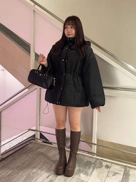 「ブラック×ブラウン」｜Emi【骨格ウェーブ/ブルベ冬】さん（レディース・153cm）の冬コーディネート