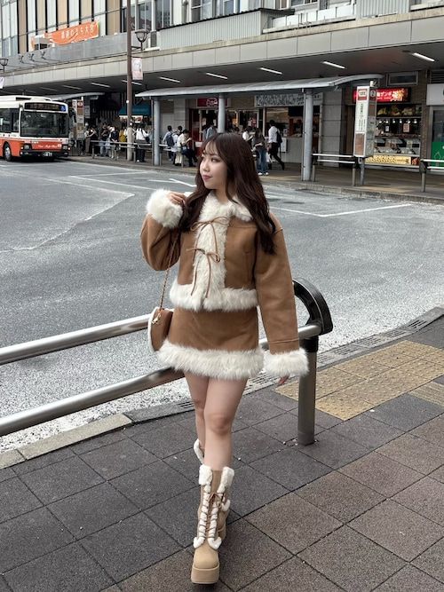 再入荷】マイナス3キロ見えレースアップムートンブーツ（ブーツ）｜one