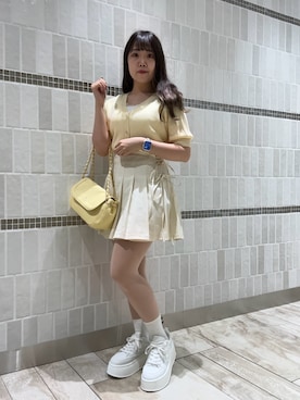 「one after another NICE CLAUP（ワンアフターアナザーナイスクラップ）の【選べるS/Mサイズ】プリーツ巻きスカート（スカート）」を使った、Emi【骨格ウェーブ/ブルベ冬】さん（レディース・153cm）の春コーディネート