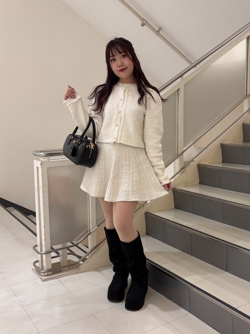 セール】ツイードニットジャケット（カーディガン/ボレロ）｜one after