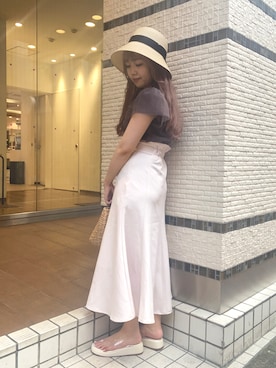 「nice claup」｜「アイテム（帽子）」を使った、Emi【骨格ウェーブ/ブルベ冬】さん（レディース・152cm）の夏コーディネート