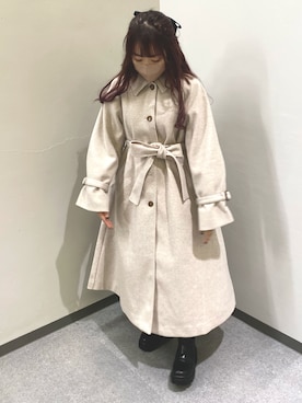 「nice claup」｜「アイテム（ステンカラーコート）」を使った、Emi【骨格ウェーブ/ブルベ冬】さん（レディース・152cm）の秋コーディネート