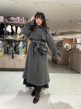「one after another NICE CLAUP（ワンアフターアナザーナイスクラップ）のアイテム（ステンカラーコート）」を使った、Emi【骨格ウェーブ/ブルベ冬】さん（レディース・152cm）の冬コーディネート