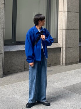 「ブルーコーデ」｜「アイテム（ブルゾン）」を使った、yütarouさん（メンズ・168cm）の秋コーディネート