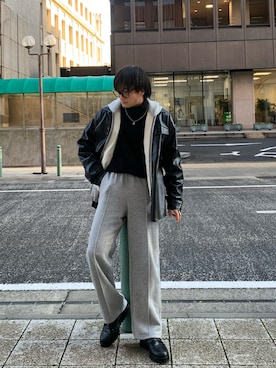 「お正月」｜「アイテム（スウェットパンツ）」を使った、yütarouさん（メンズ・168cm）の冬コーディネート