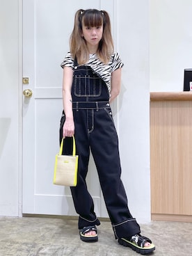 「SHAKA」｜「アイテム（サロペット/オーバーオール）」を使った、北浦佳那美さん（レディース・157cm）の夏コーディネート