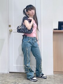 X-girl(エックスガール)の「STAR PATCH DENIM PANTS(デニム X-girl(エックスガール)の「STAR PATCH DENIM PANTS(デニム
