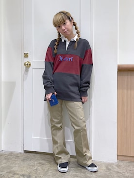 「ラガーシャツ」｜「アイテム（財布/小物）」を使った、北浦佳那美さん（レディース・157cm）の秋コーディネート
