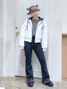 「ワッフル」｜「アイテム（その他アウター）」を使った、北浦佳那美さん（レディース・157cm）の秋コーディネート