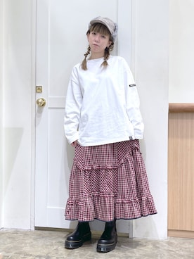 「Dr. Martens（ドクターマーチン）のDr.Martens ドクターマーチン クアッド レトロ 2976 クアッド / QUAD RETRO 2976 QUAD (BLACK POLISHED SMOOTH) 24687001（ブーツ）」を使った、北浦佳那美さん（レディース・157cm）の秋コーディネート