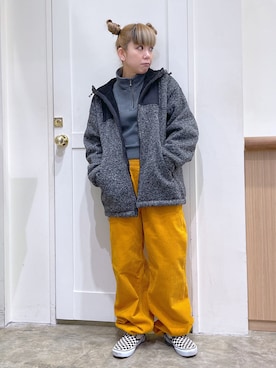 「ワッフル」｜「アイテム（ブルゾン）」を使った、北浦佳那美さん（レディース・157cm）の冬コーディネート