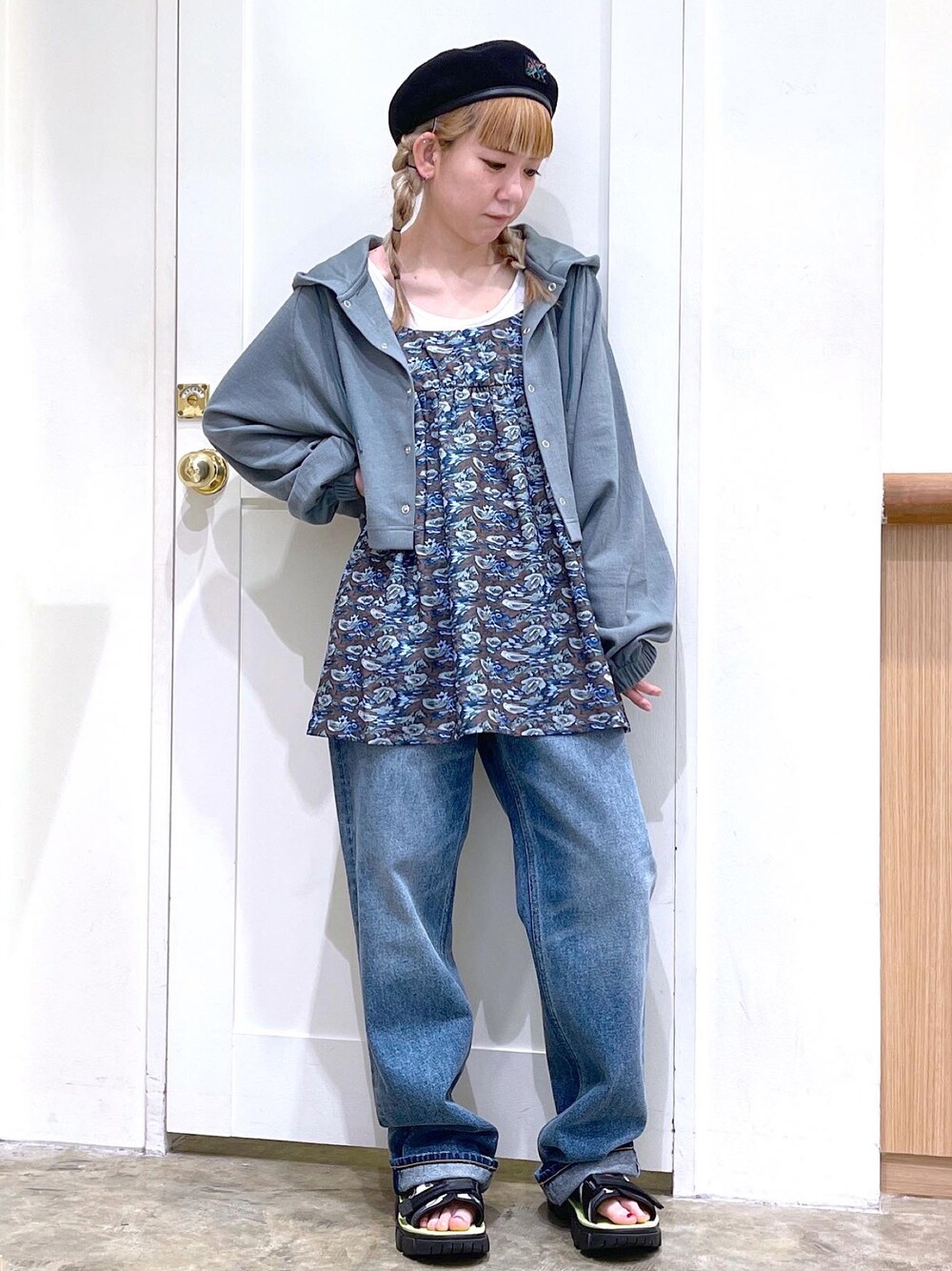 X-girl（エックスガール）の「FLORAL CAMO BABYDOLL TUNIC
