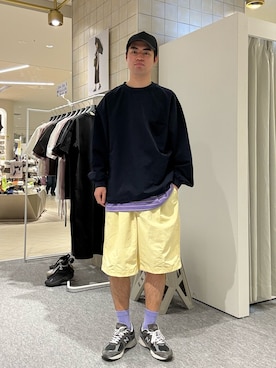 「EKAL（エカル）のアイテム（キャップ）」を使った、にのさんさん（メンズ・178cm）の春コーディネート