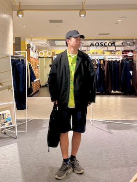 「EKAL（エカル）のHOUDINI　C9 CAP（キャップ、ブラック系）」を使った、にのさんさん（メンズ・178cm）の春コーディネート