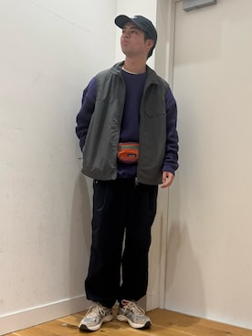 「ASICS（アシックス）のアイテム」を使った、にのさんさん（メンズ・178cm）の冬コーディネート