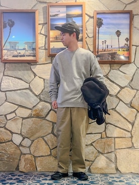「URBAN RESEARCH Sonny Label（アーバンリサーチサニーレーベル）のヘビーウェイトコットンベーシックスウェット（スウェット）」を使った、にのさんさん（メンズ・179cm）の冬コーディネート