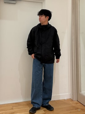 「URBAN RESEARCH DOORS（アーバンリサーチドアーズ）の『別注』Snow Peak Apparel×DOORS　NYLON TUSSAH PARKA（テーラードジャケット、ブラック系）」を使った、にのさんさん（メンズ・178cm）の秋コーディネート