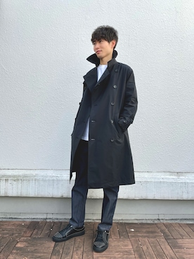 「LOVELESS（ラブレス）のアイテム（トレンチコート）」を使った、hikaruさん（メンズ・174cm）の冬コーディネート