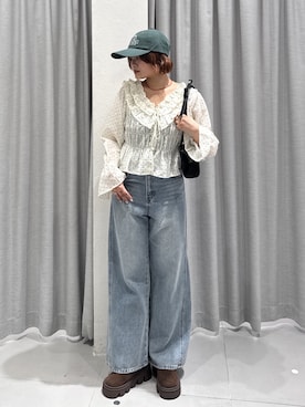 「FREE'S MART（フリーズマート）のアイテム（帽子）」を使った、narunaさん（レディース・159cm）の春コーディネート