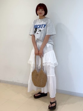「FREE'S MART（フリーズマート）のアイテム（スカート）」を使った、narunaさん（レディース・159cm）の夏コーディネート