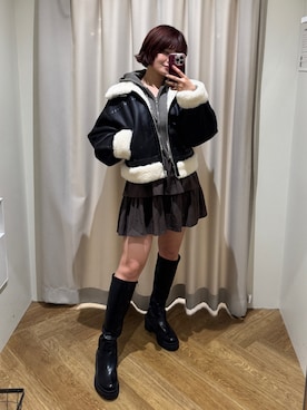 「FREE'S MART（フリーズマート）のアイテム（ブルゾン）」を使った、narunaさん（レディース・159cm）の冬コーディネート