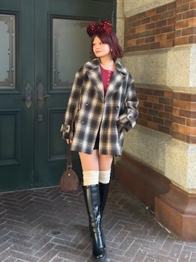 「アイテム（ピーコート）」を使った、narunaさん（レディース・159cm）の秋コーディネート