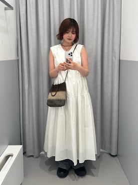 「FREE'S MART（フリーズマート）の◇[低身長サイズ・Lサイズあり]ベーシックワイドデニム[Sシリーズ]（デニムパンツ、ブルー系）」を使った、narunaさん（レディース・159cm）の春コーディネート