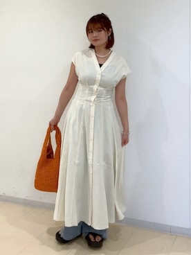 「FREE'S MART（フリーズマート）のアイテム（ワンピース）」を使った、narunaさん（レディース・159cm）の夏コーディネート