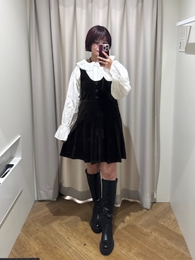 「ベロア」｜「アイテム（ワンピース/ドレス）」を使った、narunaさん（レディース・159cm）の秋コーディネート